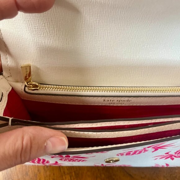 Kate Spade Morgan Pineapple Embossed Flap Chain Wallet Purse - Picture 5 of 11